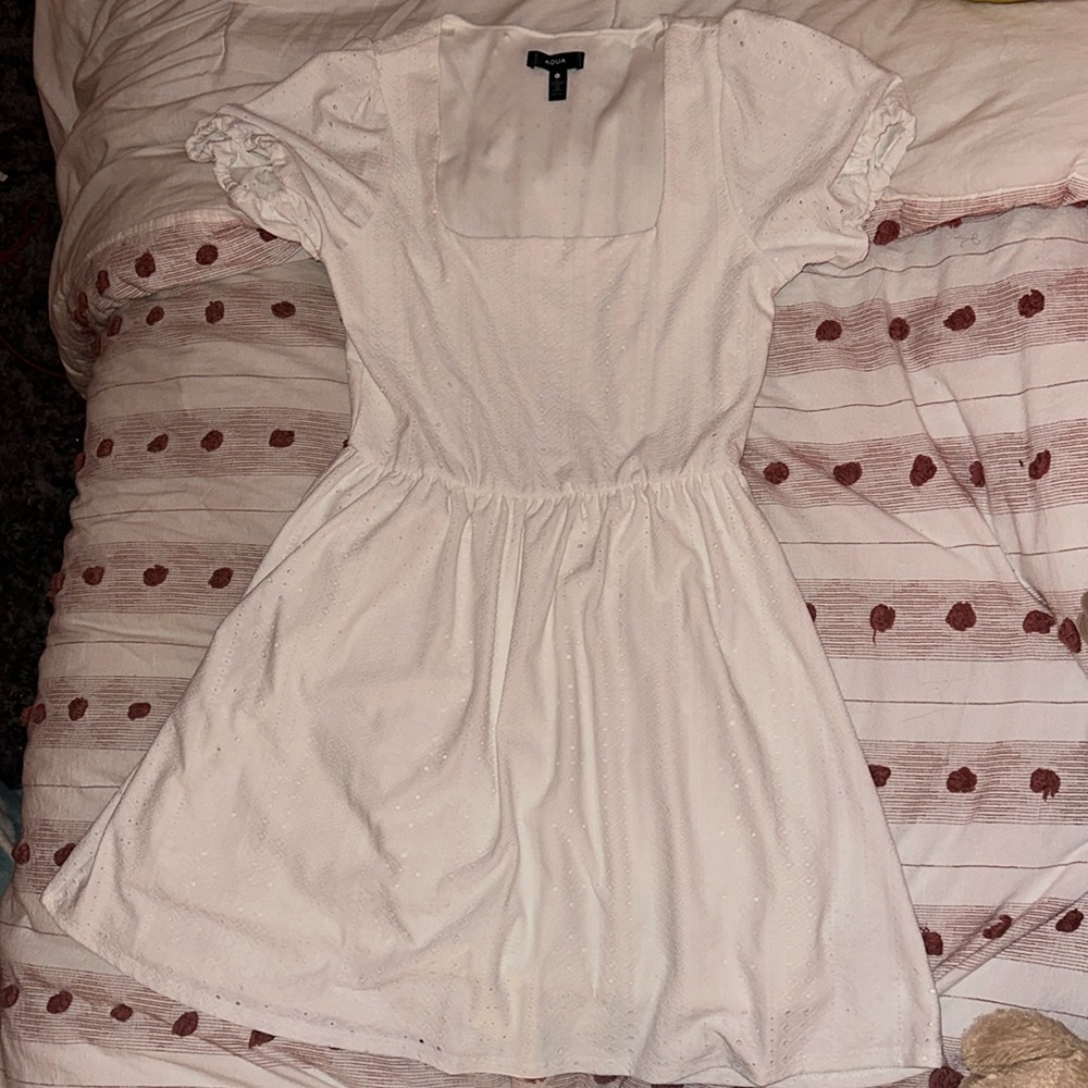 Aqua Puff Sleeve Mini Dress in white
